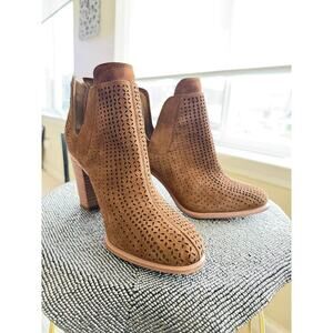 Vince Camuto Farrier Perforated Suede Booties
Size 6 — Burnt Sugar Brown